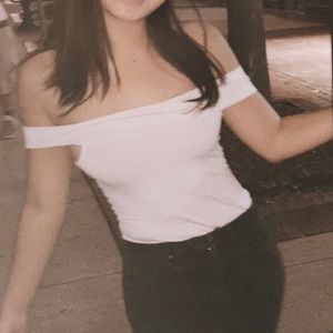 ASOS white off shoulder top